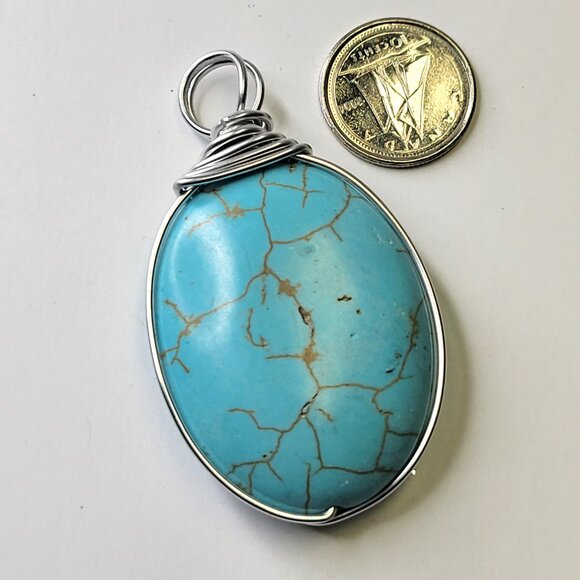 Turquoise Sterling Silver Pendant - Picture 3 of 13